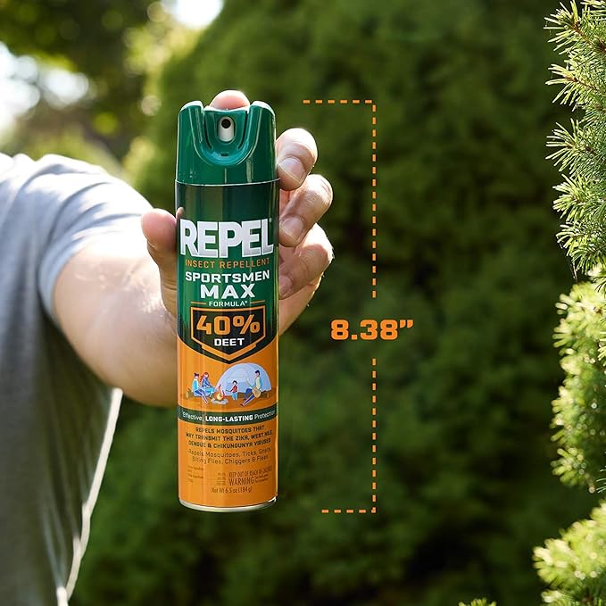 Repel Insect Repellent Sportsmen Max Formula 40% DEET, 6.5 Ounces, Long-Lasting Aerosol Insect Repellent Spray Repels Mosquitoes, Ticks, Gnats, Biting Flies, Chiggers and Fleas, 3 Pack