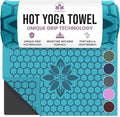 Clever Yoga Hot Yoga Mat Towel – Non-Slip Grip for Hot Yoga, Sweat Absorbent, Honeycomb Silicone Grip, Stays Flat – Ideal for Pilates, Travel, Washable & Lightweight - Turquoise