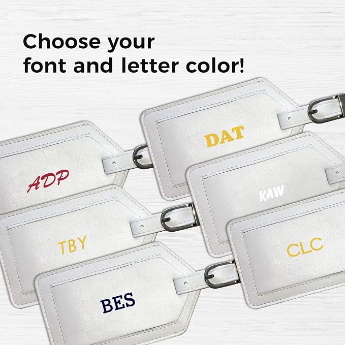Personalized Monogrammed Leather Luggage Tags - 3 Pack