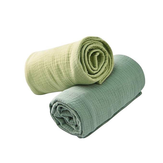 TADO MUSLIN 2-Pack Nursing Covers for Breastfeeding, 100% Organic Cotton Muslin Nursing Cover for Mom, Soft Breathable Breastfeeding Cover, Full Privacy Cover for Nursing, Extra Coverage Large Green