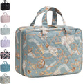 Everfun Travel Toiletry Bag with Hanging Hook and Leakproof Wet/Dry Compartments, Large Capacity Makeup Cosmetic Organizer for Women, 12x9x4.5 Inch, Muted Green