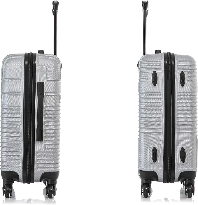 InUSA RESILIENCE Luggage with Spinner Wheels | Durable Lightweight Hardshell Suitcase, Spacious Travel Bag with Handle and Trolley | 20-Inch Carry On Small Luggage | Silver