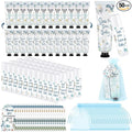 Loopeer 50 Set / 200 Pcs Sea You Soon Baby Shower Favor Bulk Hand Cream Lip Balm Gifts for Guests with Thank Cards Organza Bag Thank You for Celebrating with Us Ocean Animal