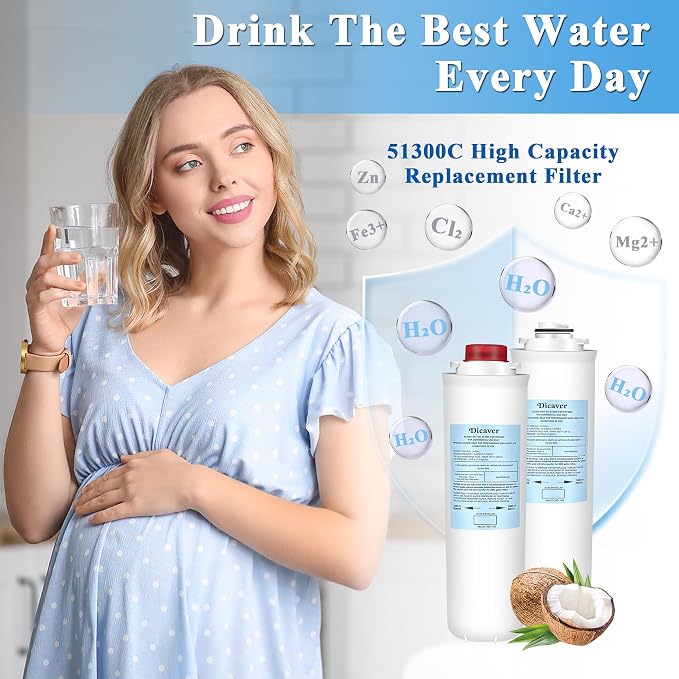 51300C Filters, Replacement for Elkay 51300C EWF3000 Filter By NSF/ANSI 42 Certified,Compatible with Ezh2o Filter Replacement Bottle Stations, 51300C 3000 Gallon (No Chip) 3 Packs