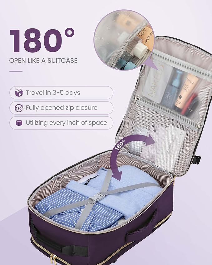 LOVEVOOK 40L Travel Backpack Flight Approved Carry on Backpack,3 Packing Cubes,Waterproof Personal Item Travel Bag,TSA Carry on Luggage Suitcase Travel Essentials,Gifts for Women & Men,fits 17" Laptop