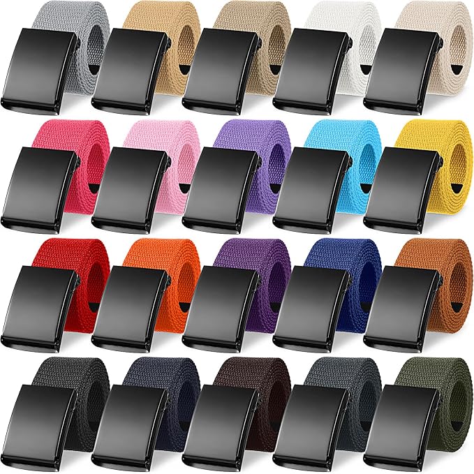 Yahenda 20 Pcs Web Belt for Men Women Belt Adjustable Canvas girdle Golf Strap with Military Buckle Casual Web girdle