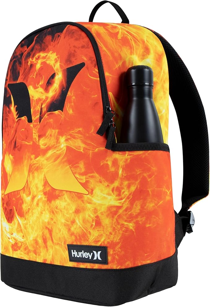 Hurley Unisex-Kids Graphic Backpack, Fire, One Size