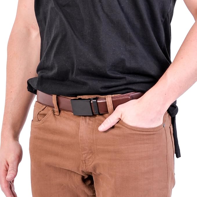 Mission Belt Men's Leather Ratchet Belt, 40mm Metal Collection