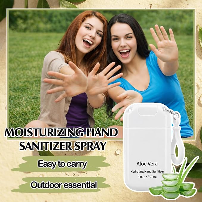 24 Pack White Mini Hand Sanitizer Spray Keychain Thank You Hand Sanitizer Mist Travel Size Bulk Employee Appreciation Gift for Team Coworker Scent Moisturizing Hydrating for Gym Purse Backpack