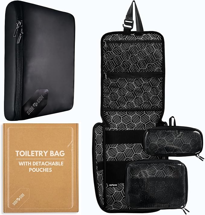 Slim Toiletry Bag for Travel – Flat Hanging Dopp Kit for Men, TSA-Approved Shaving Organizer with Leak-Proof Detachable Pouches, Waterproof & Compact, Gift-Ready