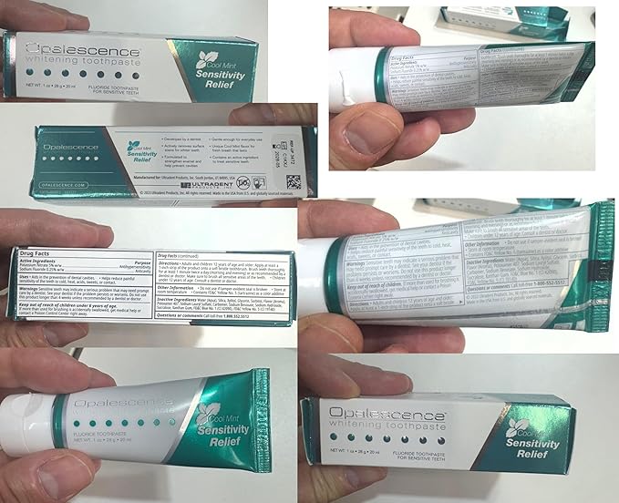 Opalescence Sensitive Whitening Toothpaste, Travel Size 1 Ounce (6 Pack) Fluoride Teeth Whitening Toothpaste for Sensitive Teeth. Mint Flavor, 3472-6