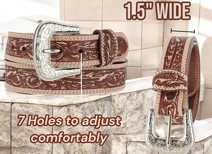 F&L CLASSIC mens Western full grain Leather belt Strap w/Snaps for Interchangeable Buckles, USA,