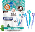 GuruNanda Ready-to-Go Disposable Mini Travel Toothbrush - Butter on Gums Softex Bristles, Prepasted Toothbrush & Toothpick - Fluoride-Free, No Rinsing Needed, Individually Wrapped, 70 Ct
