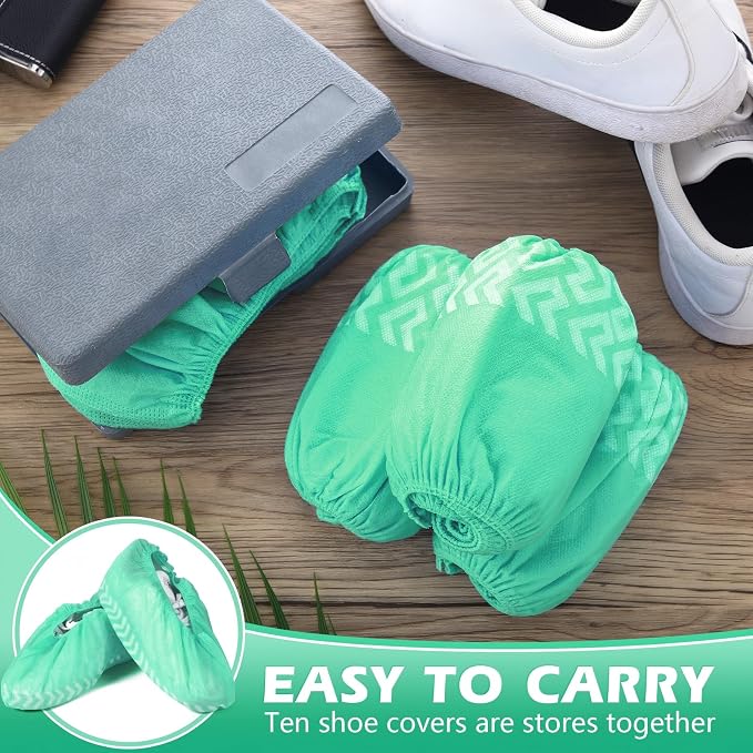 Leumoi 500 Pcs Disposable Boot Covers Bulk Non Slip Disposable Shoe Covers Large Durable Non Woven Shoe Protector for Indoors, Home, Floors and Shoes, One Size Fits Most(Green)
