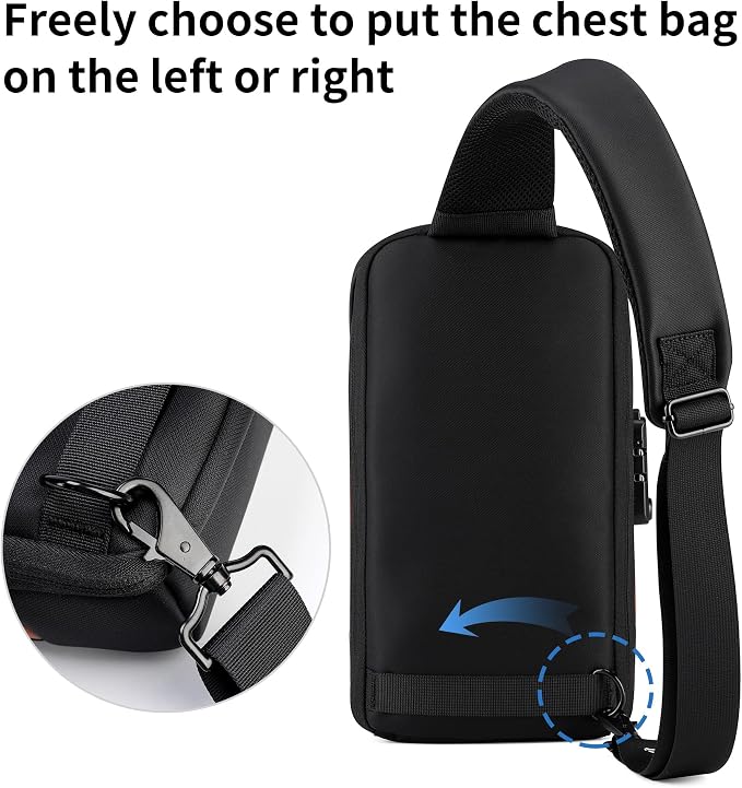 Kingsons Sling Crossbody Bag Anti-theft Chest Shoulder Backpack for Men Waterproof Minimalist Casual Daypack for Travel Gym