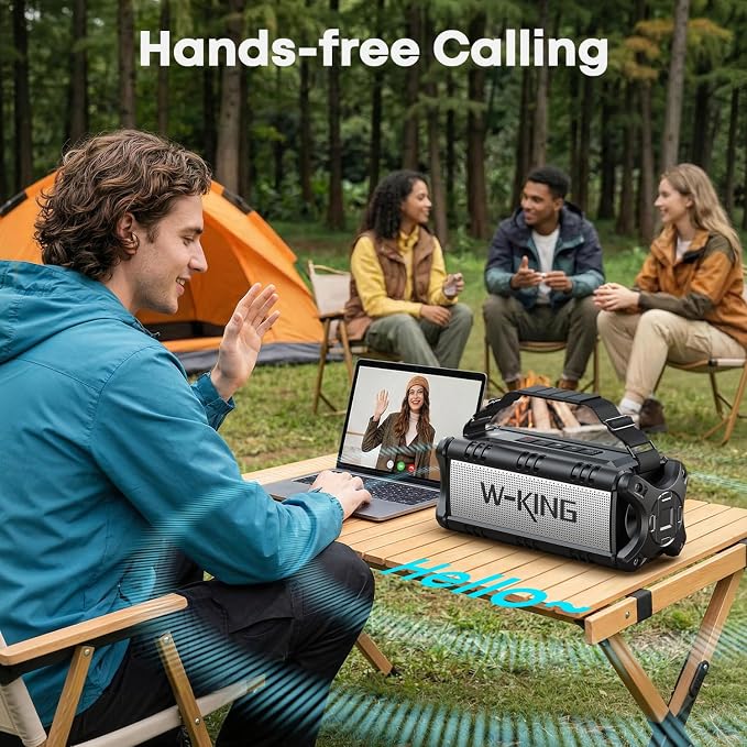 W-KING Bluetooth Speaker Loud, 90W Max IPX6 Waterproof Portable Outdoor Speaker, 50W Deep Bass Subwoofer/40H/EQ/Dual Pairing/TF/AUX, Large Boombox Wireless Speakers for Home, Party, Camping, Beach