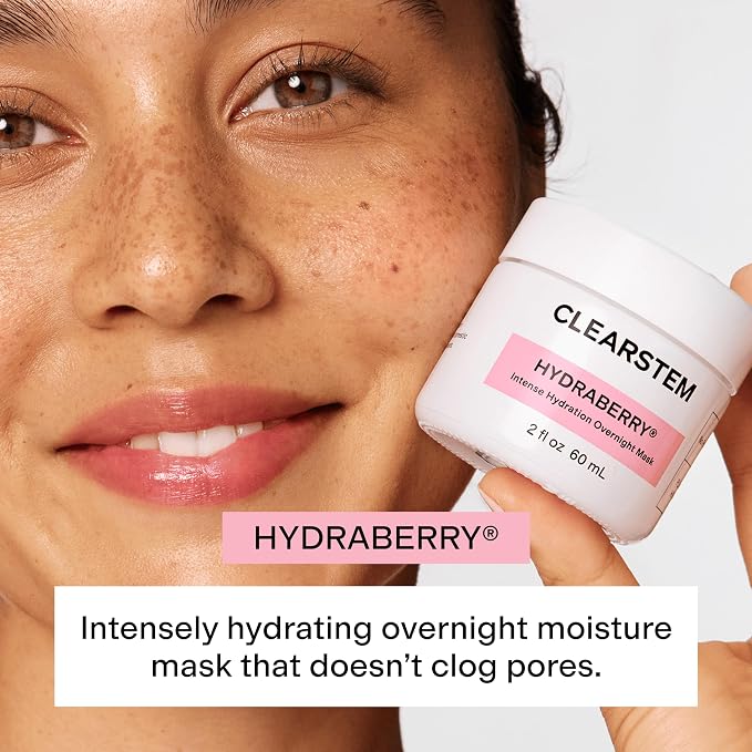 CLEARSTEM HYDRABERRY Hydrating Face Mask for Women - Night Mask for Sleeping for Women with Ceramides, Arnica & Magnesium PCA - Overnight Mask for Evening Hydration to Nourish & Protect Skin Barrier