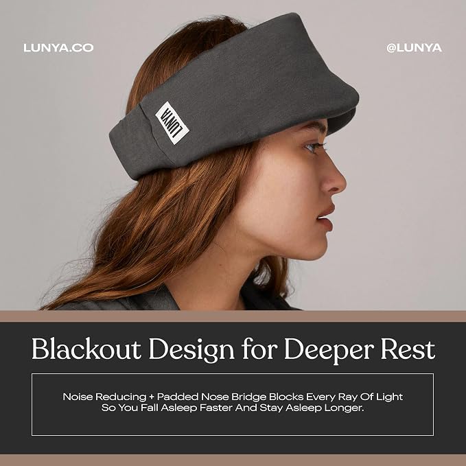 Lunya Women's Washable Silk Sleep Mask LUSK7000, Meditative Grey, L | Washable Silk