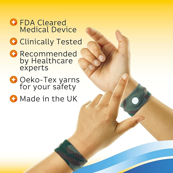 Sea-Band Anti-Nausea Acupressure Wristband for Motion & Morning Sickness, Child, 1 Pair Camouflage