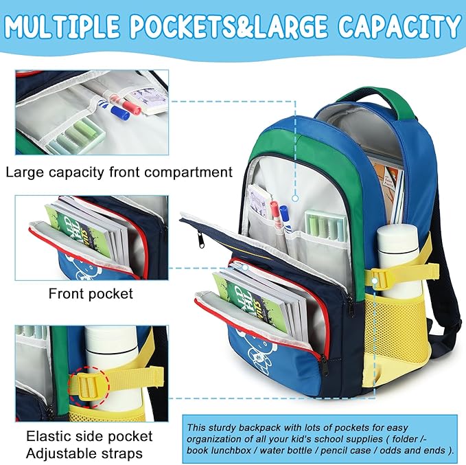 Bluboon Kids Backpack Boys Camo Bookbag Teens Elementary School Bag Daypack Travel Back Pack Middle school (Yellow green with blue background)