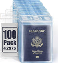 Mifflin-USA Passport & Card Holders (Clear, 4x6 Inches, 100 Pack), Extra Large ID Name Badge Holder, Zipperless Vertical Plastic Card Holders
