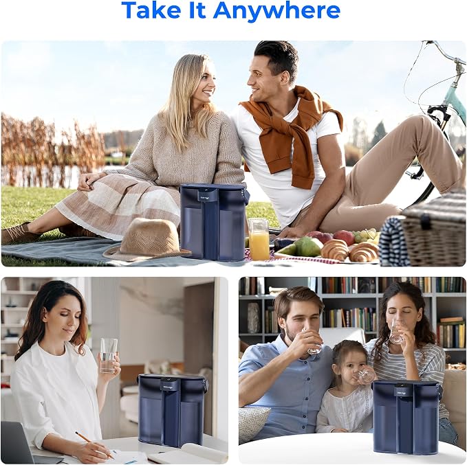 Waterdrop ED02B Compact Electric Water Filter Pitcher, 200-Gallon Rechargeable Instant Powerful Dispenser, NSF/ANSI 42&53&401&372, Reduce PFOA/PFOS, Lead, Chlorine, 14-Cup, NOT Reduce TDS, Blue