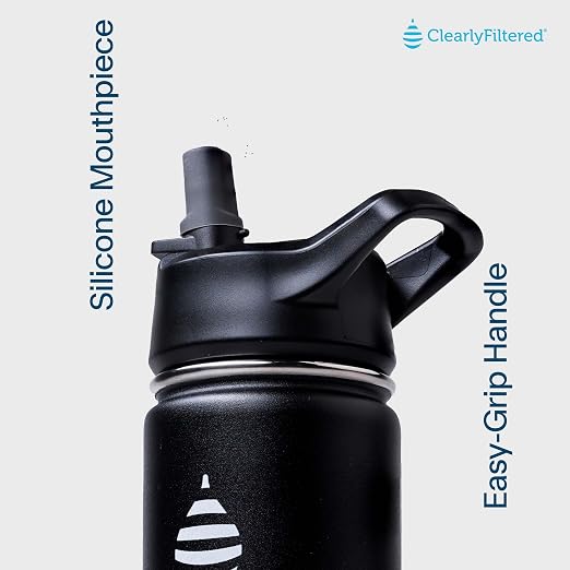 Clearly Filtered 32oz Water Bottle/Targets 220+ Contaminants/Double-Wall Insulated Stainless Steel Filtered Water Bottle BPA/BPS-Free Phthalate-Free Filters Fluoride Lead Chlorine (Pink)