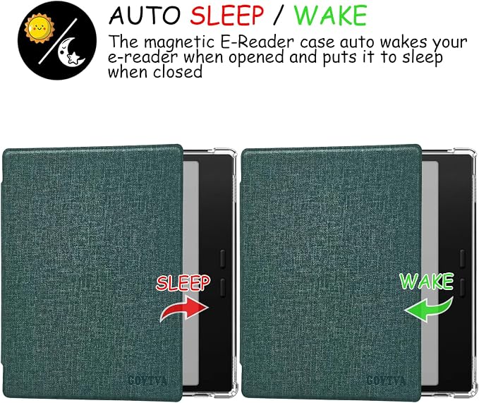 Transparent TPU Back Case for Onyx Boox Go Color 7 (Gen 1/2, 2024/2025) / Boox Go 7 Ultra-Thin Enhanced Auto Sleep/Wake Cover with Thickened Corners, Magnetic Closure (Sage Green)