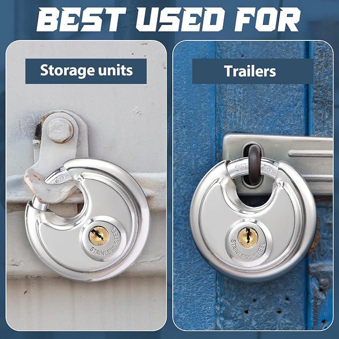 Chumia 16 Pack Padlocks Keyed Alike, Stainless Steel 2-3/4 Wide, 3/8 Shackle Disc Locks for Outdoor, Storage Units, Garages, Gym Lockers(Silver)