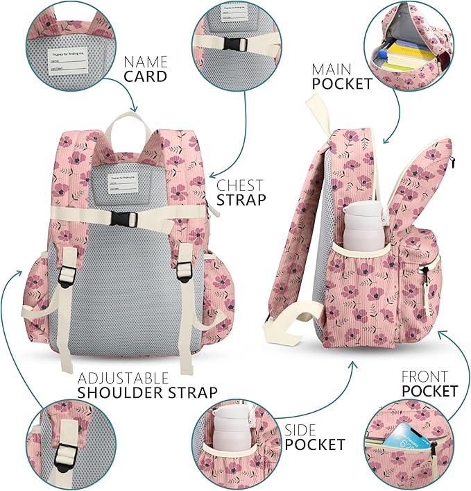 atgark Corduroy Toddler Backpack for Girls 2-5: Preschool Backpack for Girls