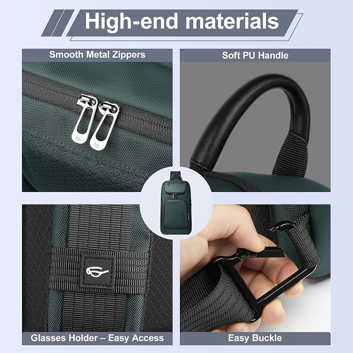 hk Sling Bag for Man, Waterproof Utility Crossbody Bag with Anti-theft Pocket for Men