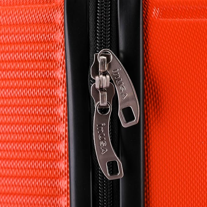 InUSA ROYAL Hardside Luggage Set with Spinner Wheel | Spacious Travel Suitcases with Ergonomic GEL Handle and Studs | (20/28/32) 3 Piece Luggage Set | Orange