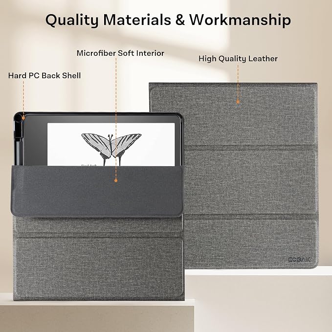 CoBak Stand Case for Kindle Scribe - Premium Folio Leather Cover with Pen Holder, Auto Sleep/Wake - Compatible with 10.2 Inch Kindle Scribe (2022/2024 Release)