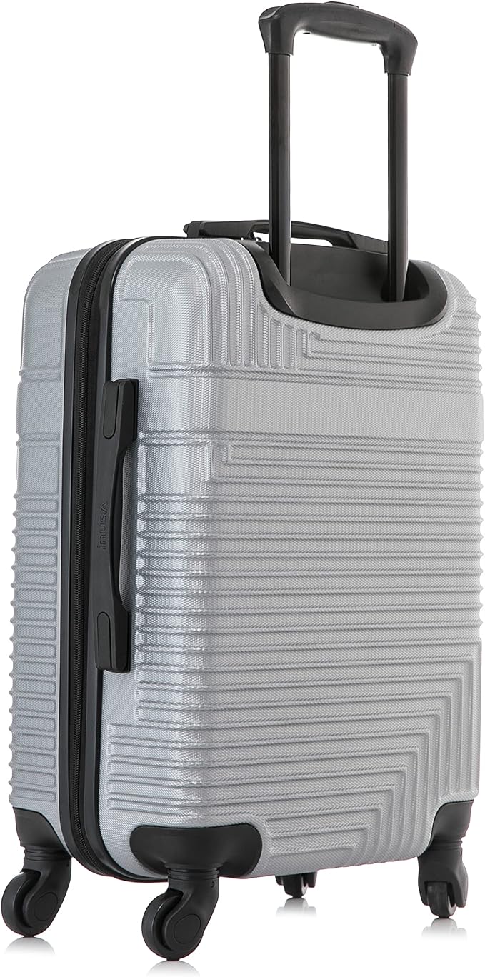 InUSA RESILIENCE Luggage with Spinner Wheels | Durable Lightweight Hardshell Suitcase, Spacious Travel Bag with Handle and Trolley | 20-Inch Carry On Small Luggage | Silver
