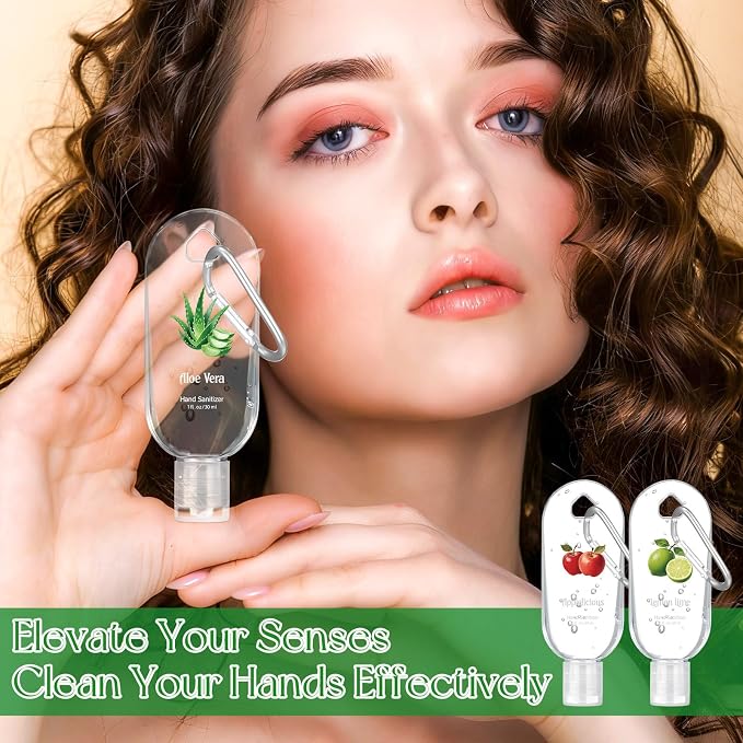 24 Pack Fruit Scented Hand Sanitizers Keychain Gift Mini Hand Sanitizer Gel Bulk 1 oz Travel Size with Keychain Summer Graduation Party Employee Appreciation Gift Bulk for Nurses Teachers