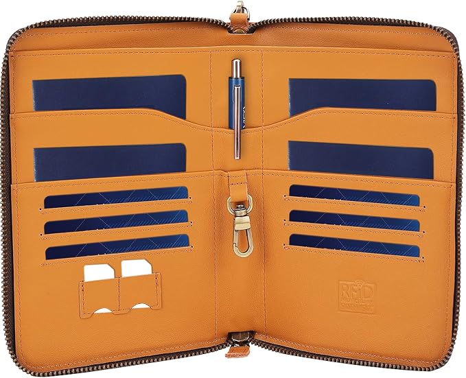 STAR VISTA Lorenzo Full Grain Leather Family Passport Wallet for 4, Large Travel Document Organizer for Exquisite Voyagers, Multi-Currency Compartments, RFID Blocking, AirTag Track, Honey
