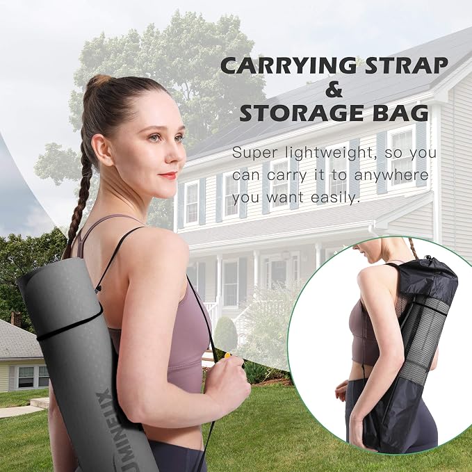 Yoga Mat Non Slip, Pilates Fitness Mats, Eco Friendly, Anti-Tear 1/4" Thick Yoga Mats for Women, Exercise Mats for Home Workout with Carrying Sling and Storage Bag