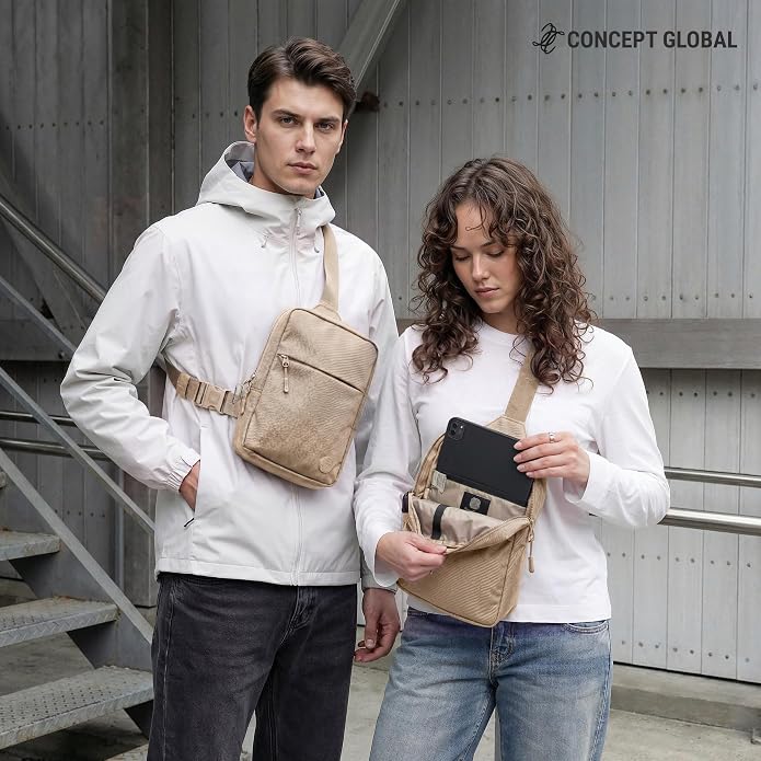 Travel Sling Bag for Men & Women - Small Water Resistant Crossbody Multipocket Chest Bag with Anti-Theft