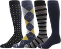 Dr. Motion 4 Pairs Men's Athletic Traveler Graduated Compression Knee High Socks