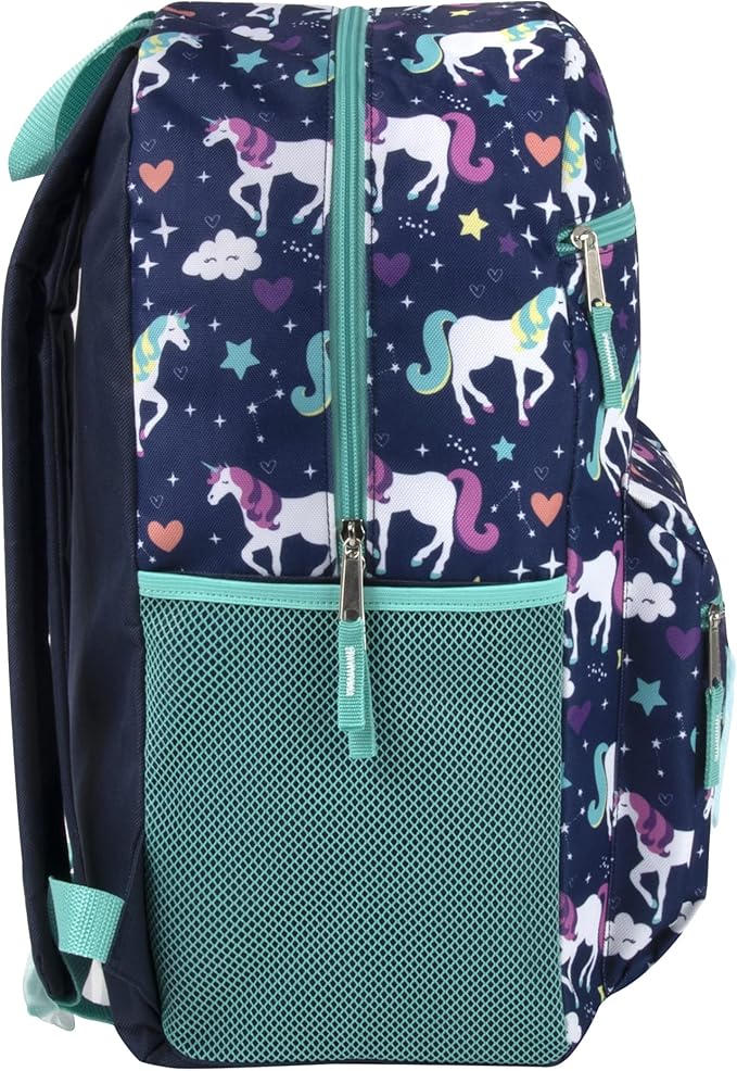 Trail maker 17” Kids Character School Backpacks Plush for Girls with Side Pockets, Padded Straps