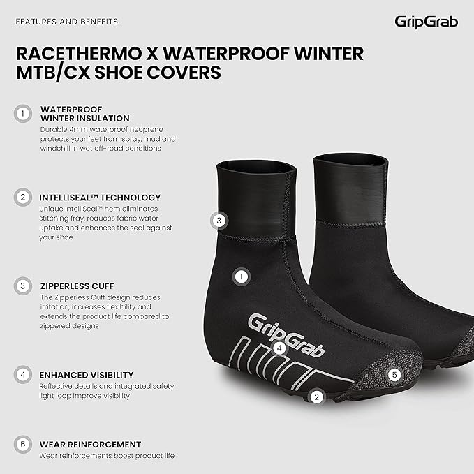 GripGrab RaceThermo X Waterproof Neoprene Gravel Cycling Shoe Covers