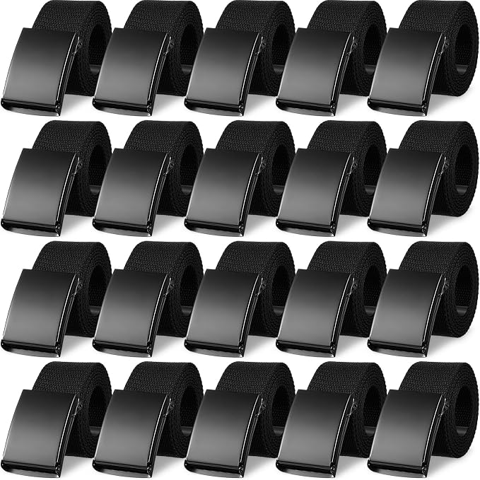 Yahenda 20 Pcs Web Belt for Men Women Belt Adjustable Canvas girdle Golf Strap with Military Buckle Casual Web girdle