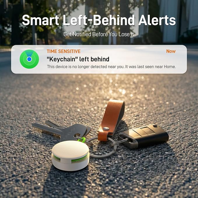 Epicka Tracker Tags with Integrated Adjustable Strap, 2-Year Long Battery Item Finder Works with Apple Find My (iOS Only), NFC & IP67 Waterproof Smart Tag for Keys, Luggage, Bike, Pets, 2 Pack, White