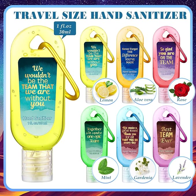 24 Pcs Team Appreciation Hand Sanitizers Keychain Mini Hand Sanitizers Gel Travel Size Appreciation Thank You Gift Bulk for Christmas Thanksgiving Team Employee Coworker Teacher Nurse Staff Gift