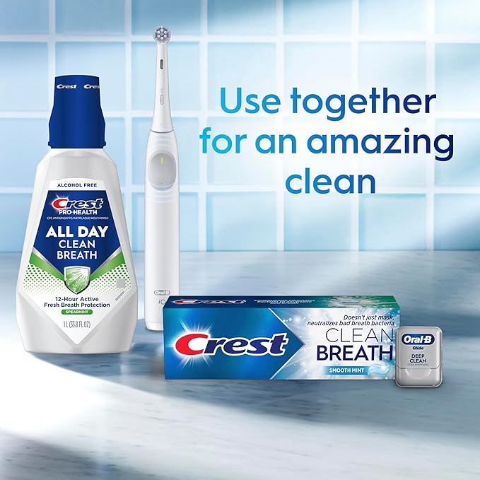 Crest Toothpaste Clean Breath Smooth Mint 3.3oz Pack of 3 – Neutralizes Bad Breath, Antibacterial Protection, Fights Cavities, Freshens Breath, Gently Whitens