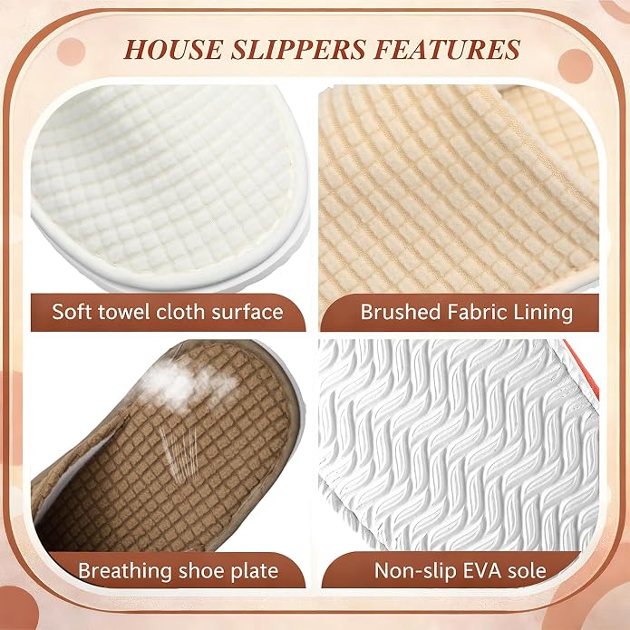 Geyoga 12 Pair House Slipper for Guest Non Slip Disposable Slipper for Travel Washable Reusable Closed Toe Hotel Bridesmaid Indoor Spa Wedding Party Shoeless Home