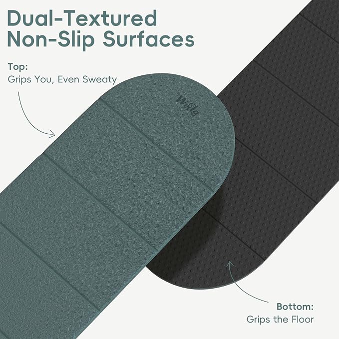 Foldable Yoga Mat 10mm Thick TPE, Double-Sided Textured Non-Slip Dual-Color Mat, 7-Fold Portable for Yoga, Pilates, Floor Workouts, Home Gym & Travel, 75"x26"