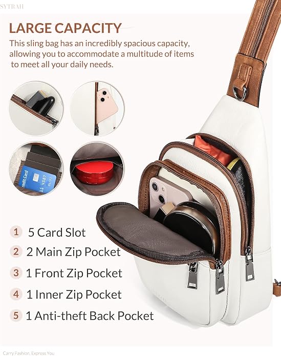 SYTRAH Anti Theft Sling Bag for Women, RFID Crossbody Purses Convertible Sling Backpack, Cross Body Purse Chest Bag