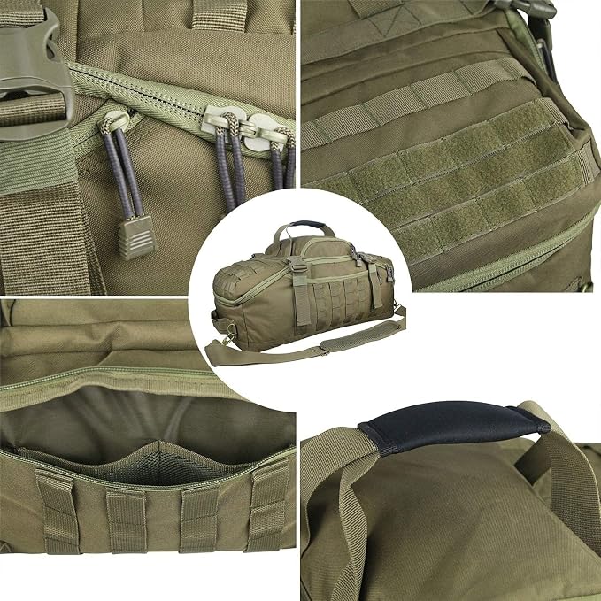 Miramrax Travel Duffle Bag Backpack for Men - Large Tactical Bags Weekender Gym Bag for Overnight Traveling Military Workout Deployment Sports (Green, 80L)