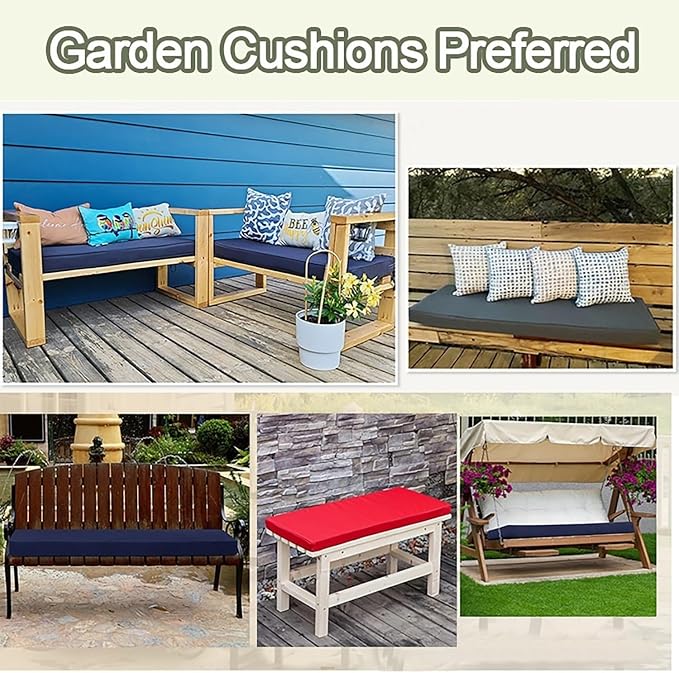 Outdoor Bench Cushion 36x18/40x16/48x16 Waterproof Patio Furniture Cushions Garden Sofa Settee Couch Swing Pads with Ties(5,36x18x3 in)